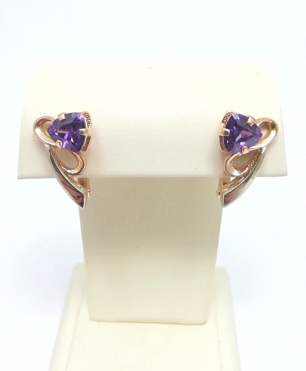 Золотые серьги, вставка фианит