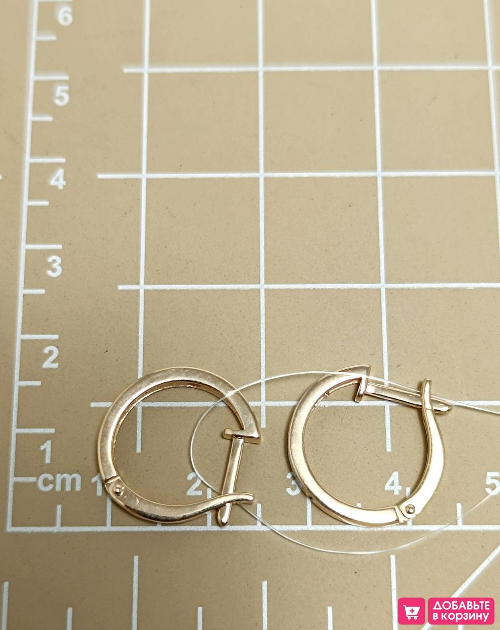 Золотые серьги дорожки, вставка фианит