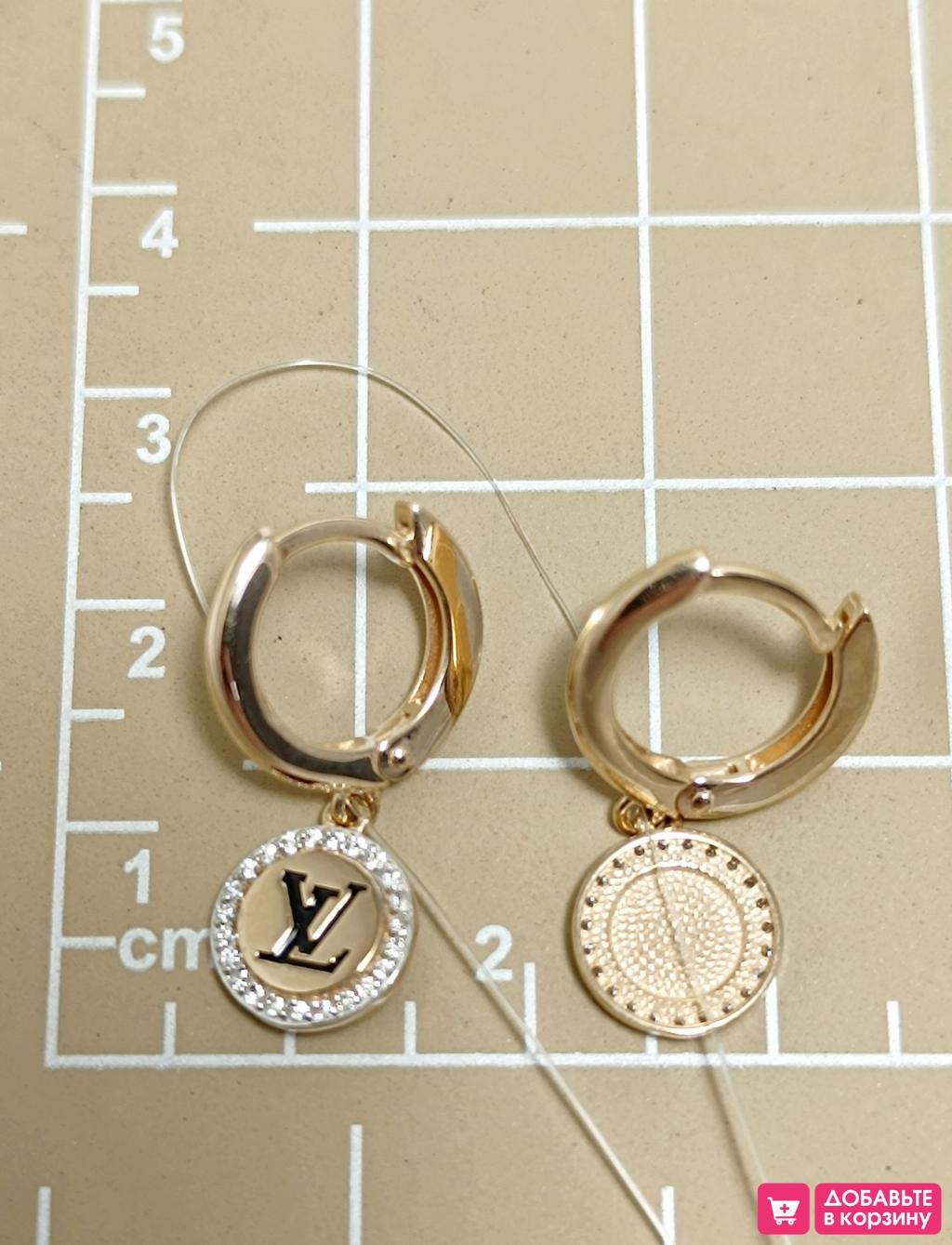 Золотые серьги женские, вставка фианит