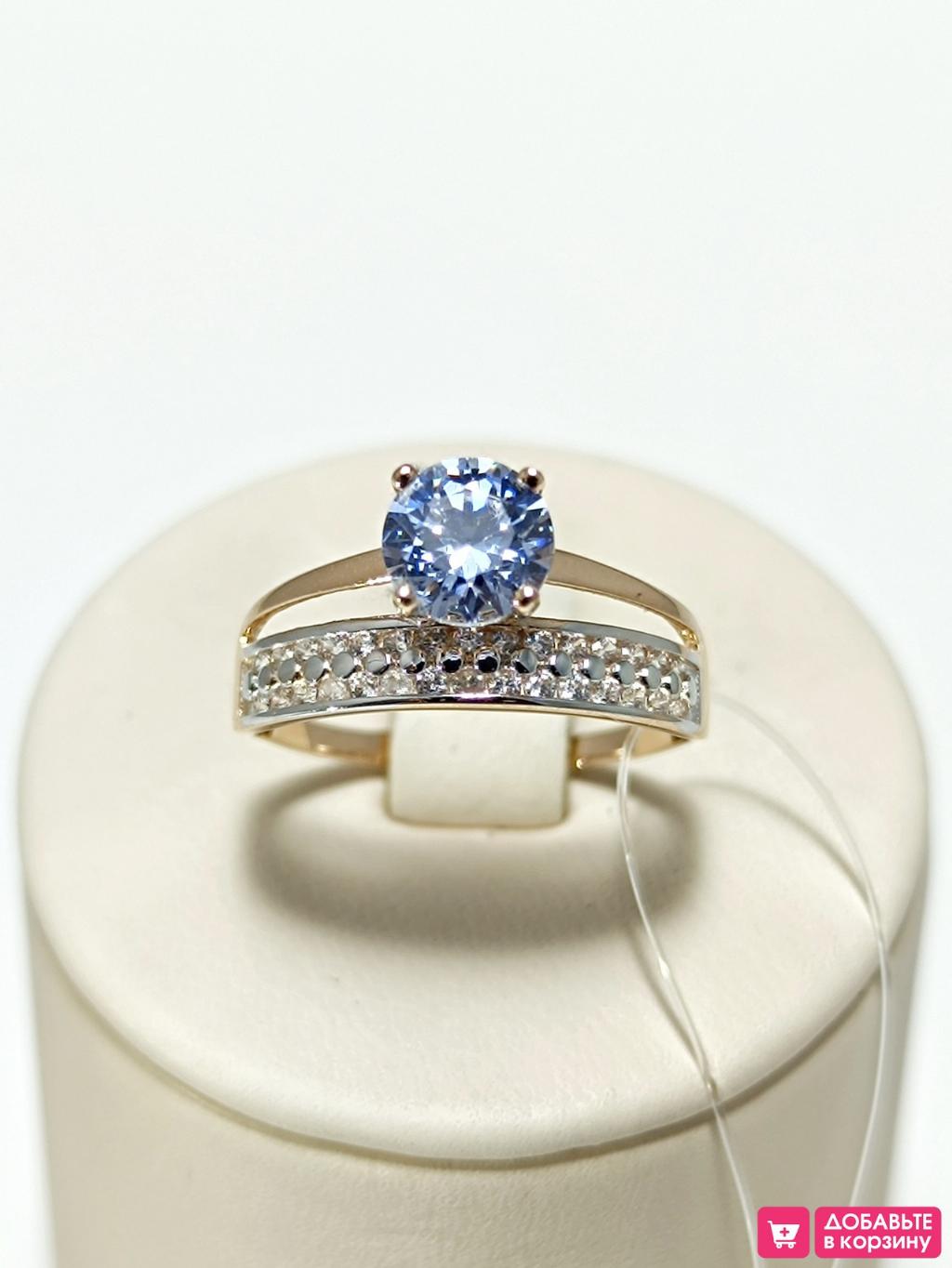 Золотое кольцо женское, вставка фианит