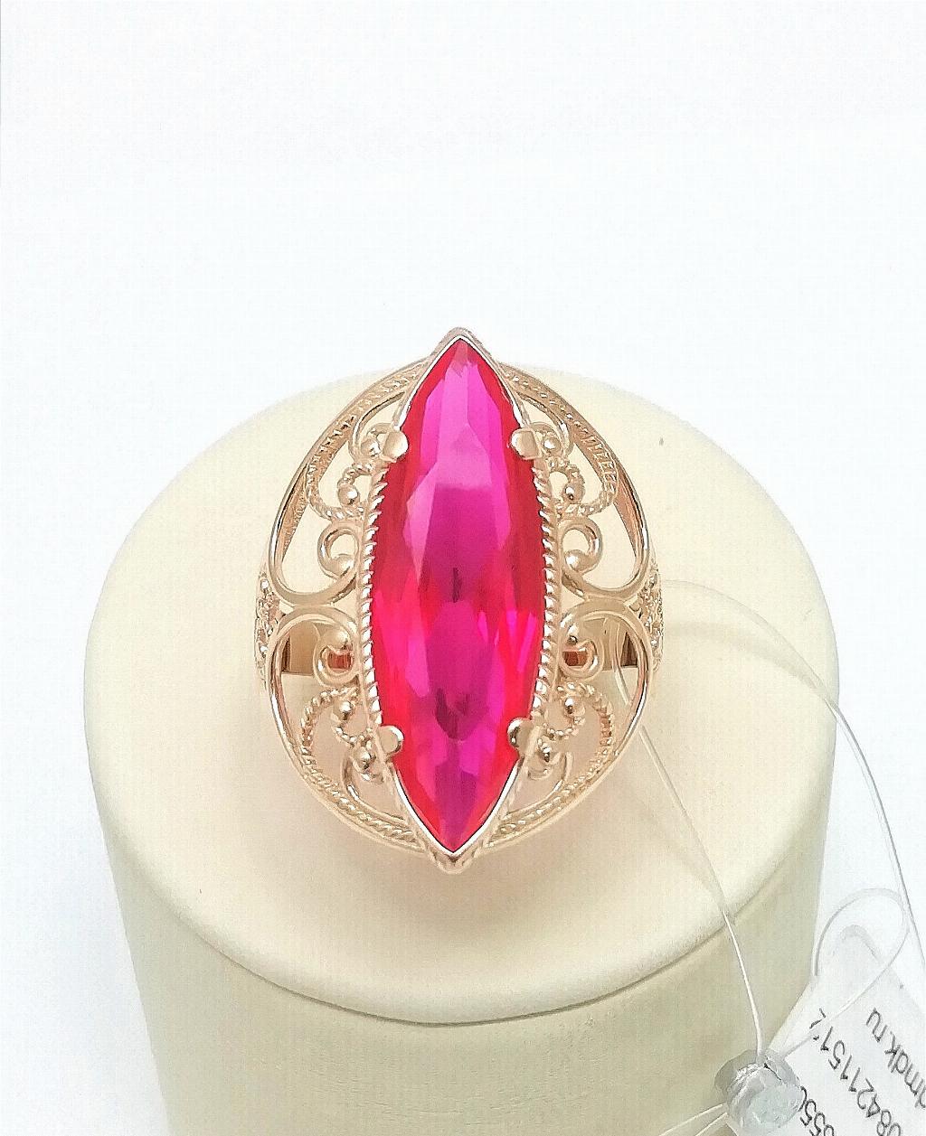 Золотое кольцо Маркиз, вставка фианит