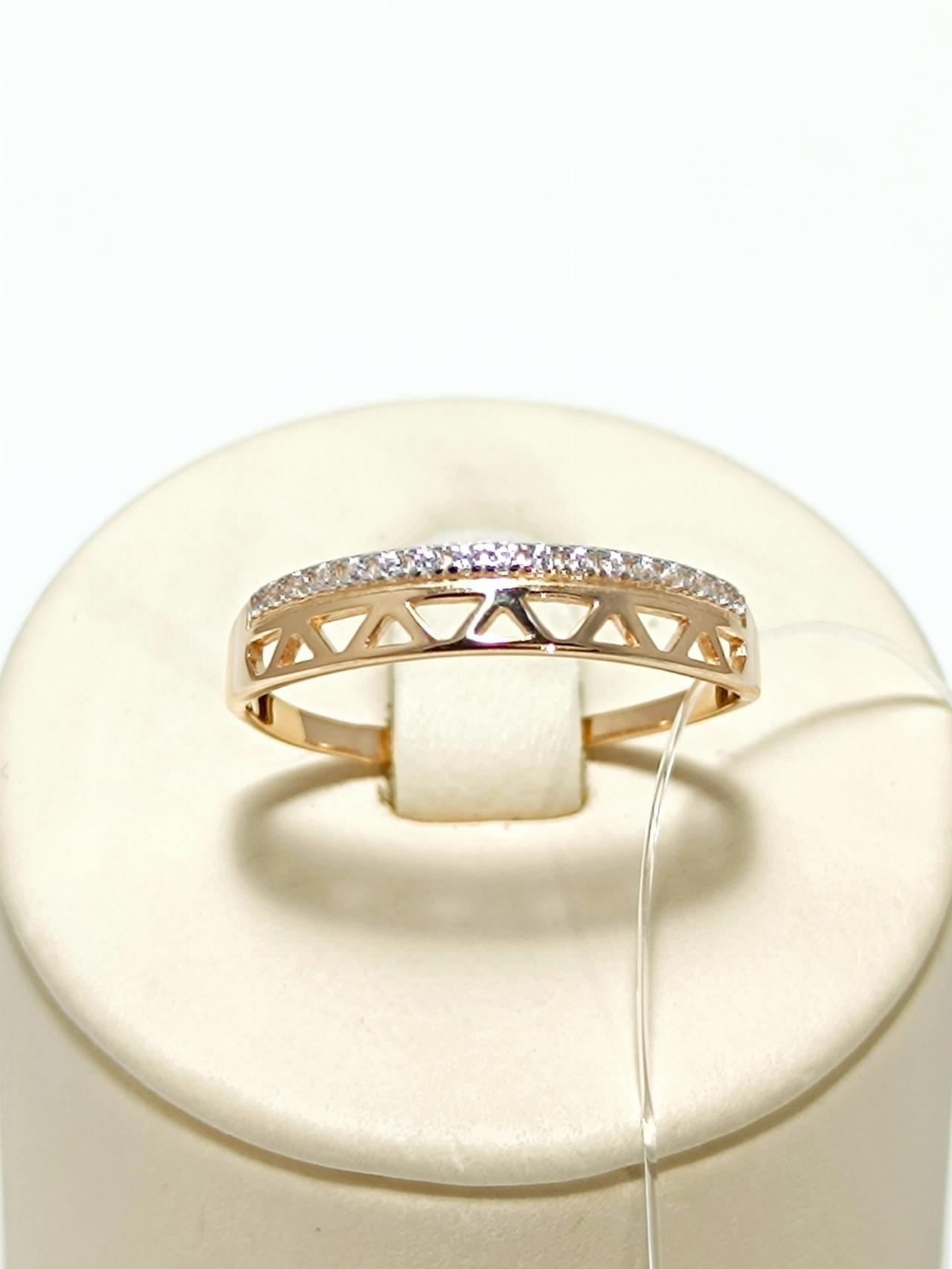 Золотое кольцо женское, вставка фианит