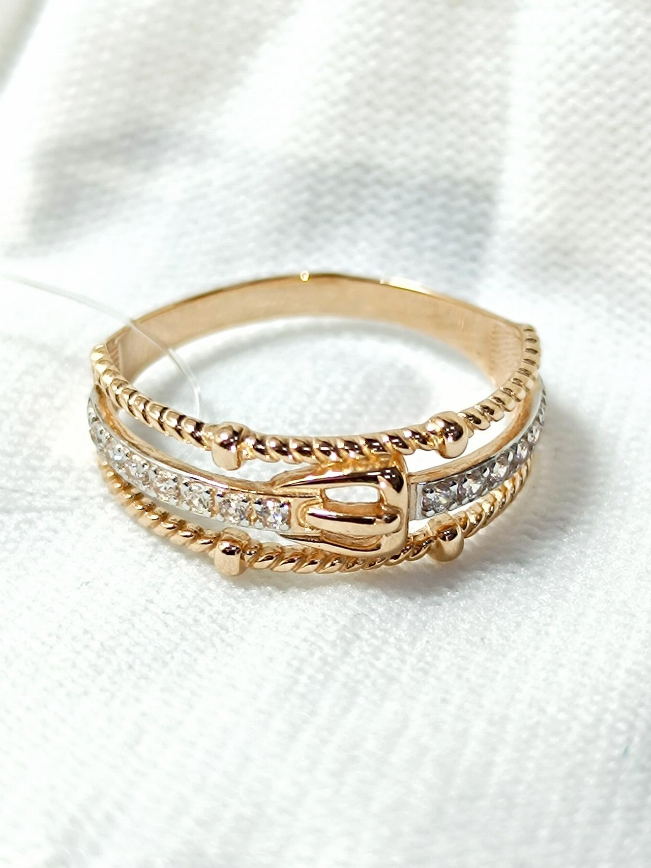 Золотое кольцо женское, вставка фианит