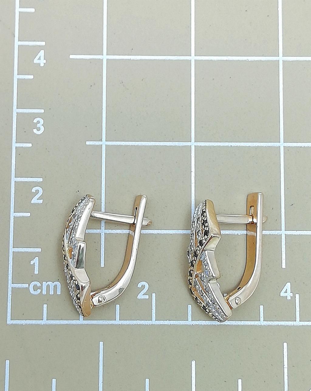 Золотые серьги, вставка фианит