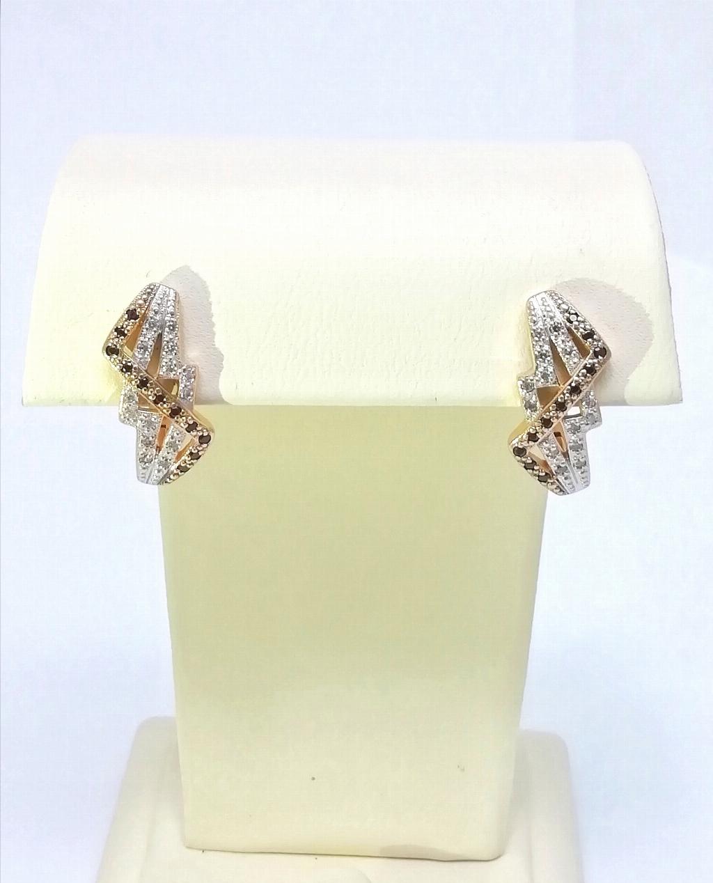 Золотые серьги, вставка фианит