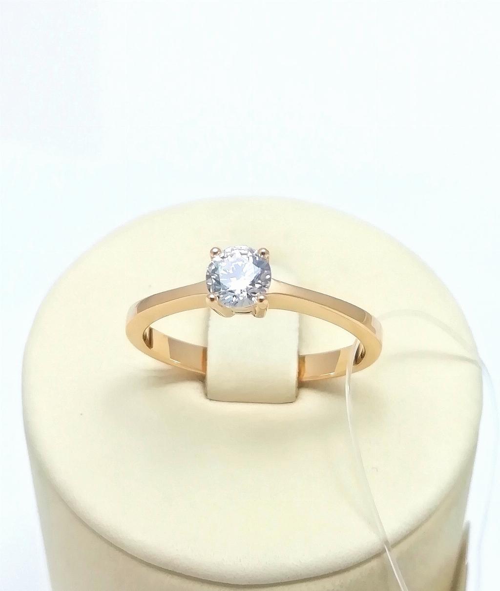 Золотое кольцо женское, вставка фианит