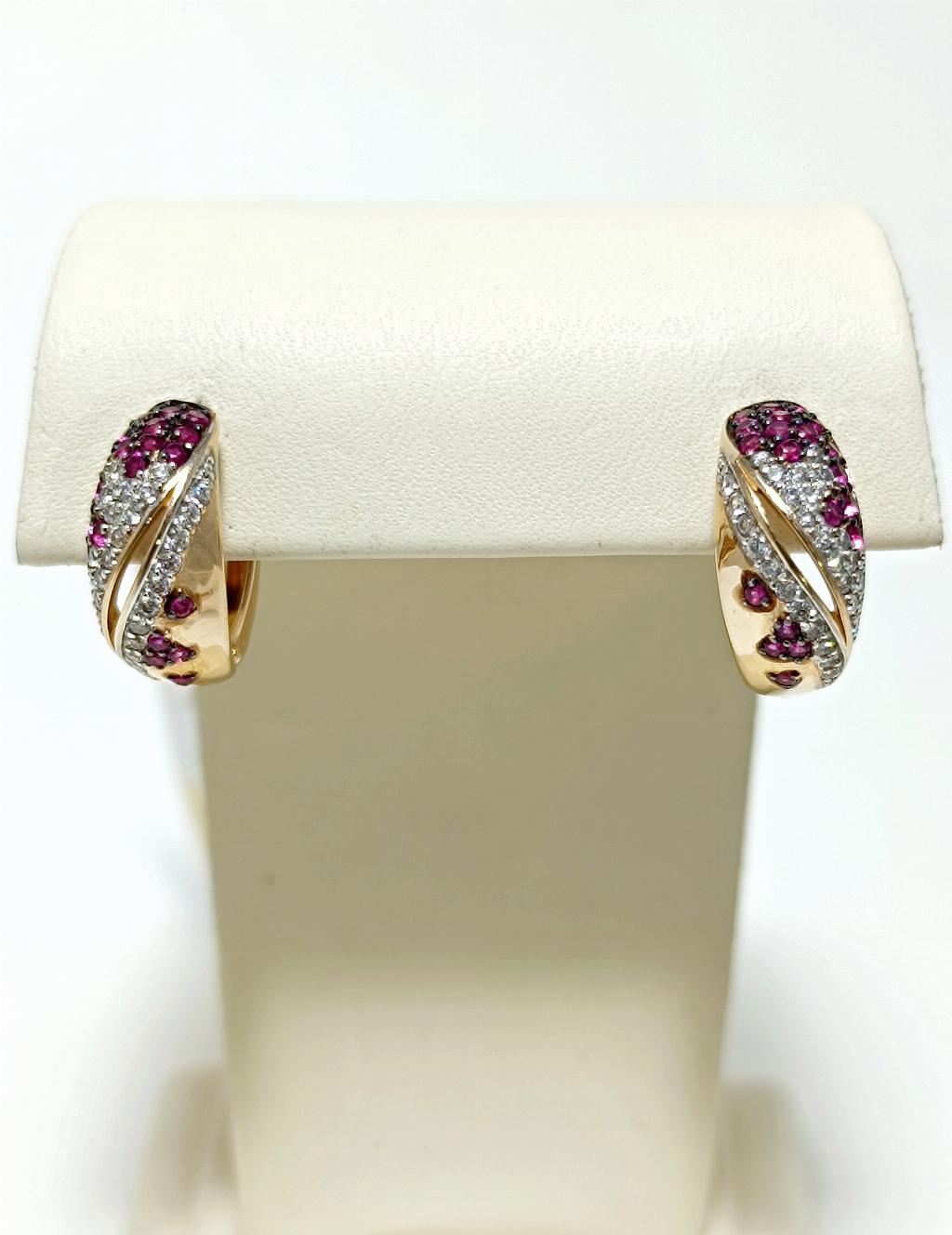 Золотые серьги женские, вставка фианит