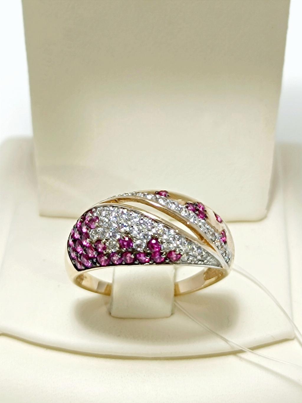 Золотое кольцо женское, вставка фианит