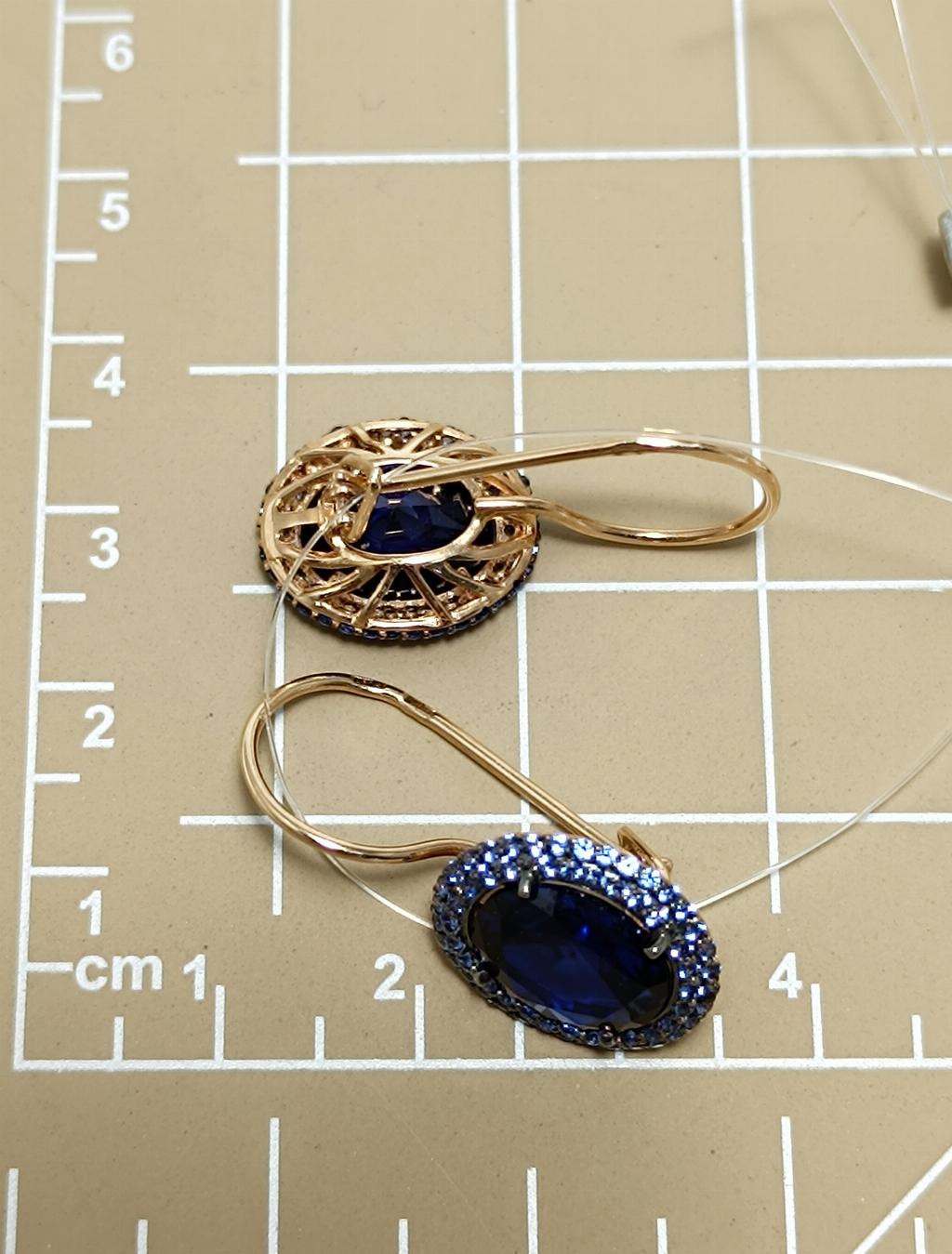 Золотые серьги женские, вставка фианит