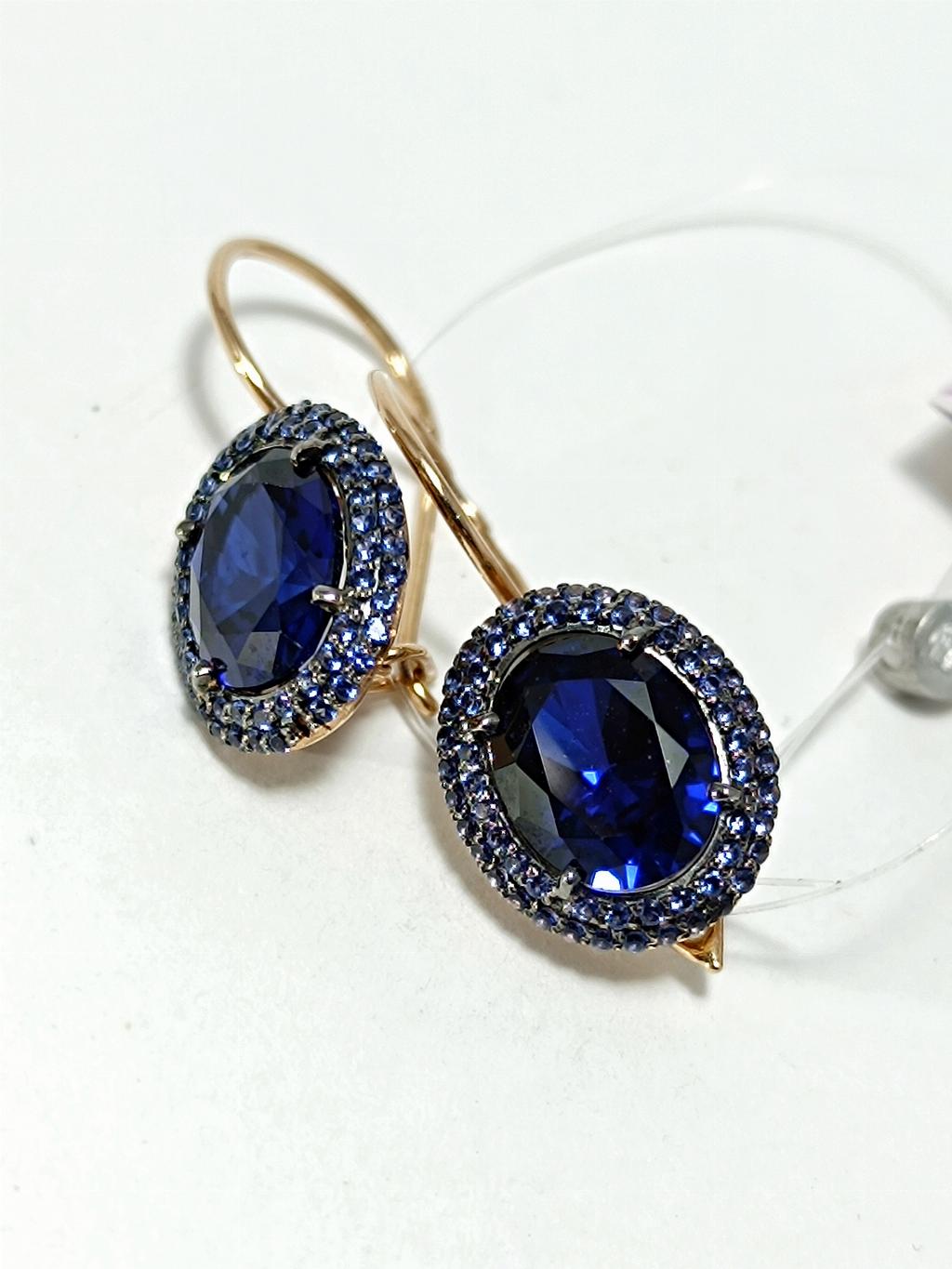 Золотые серьги женские, вставка фианит