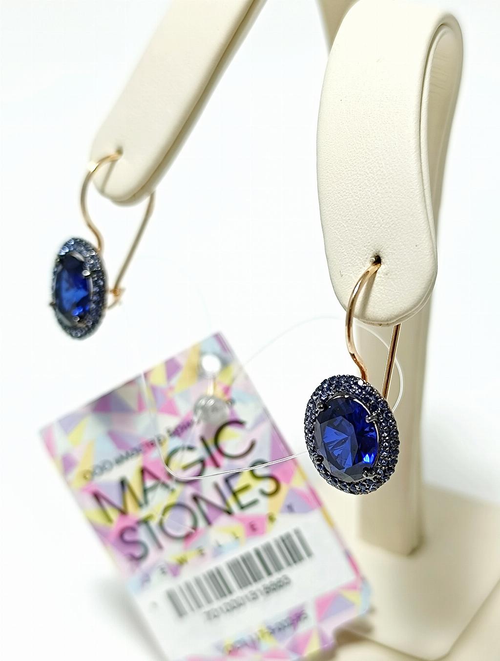 Золотые серьги женские, вставка фианит