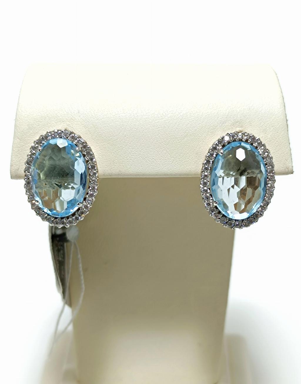 Золотые серьги женские, вставка топаз