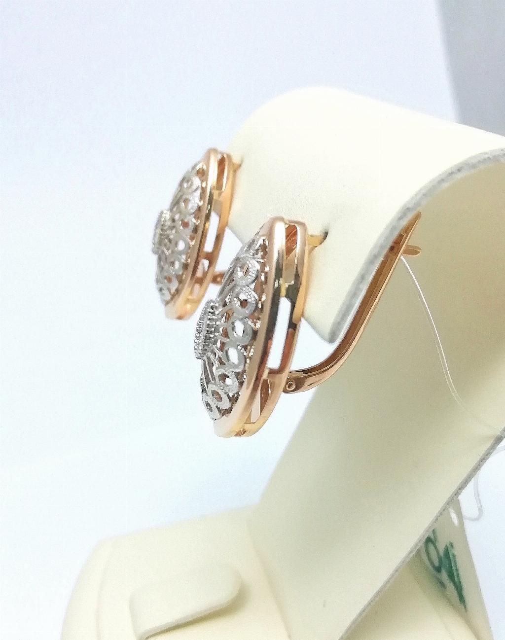 Золотые серьги, вставка фианит