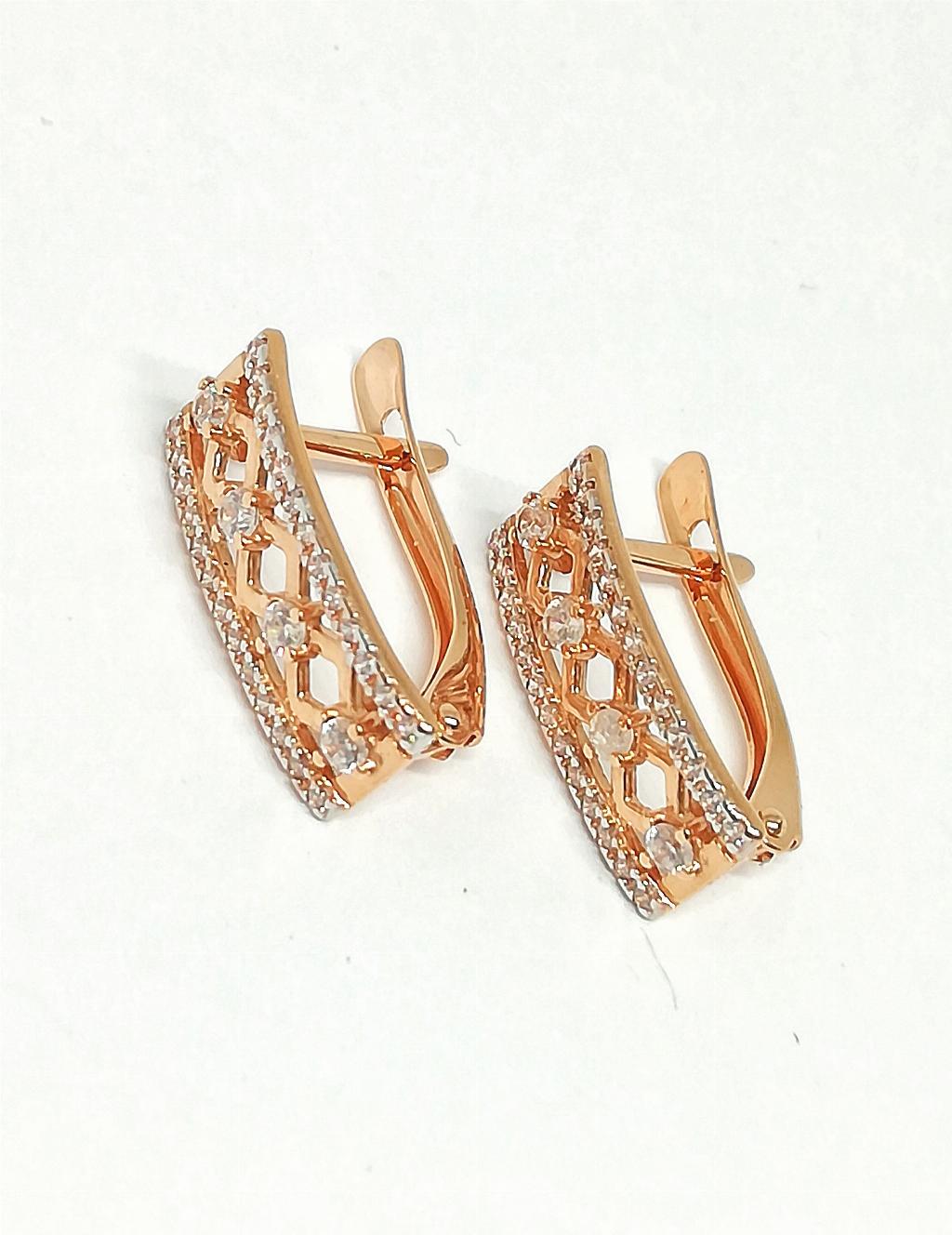 Золотые серьги, вставка фианит