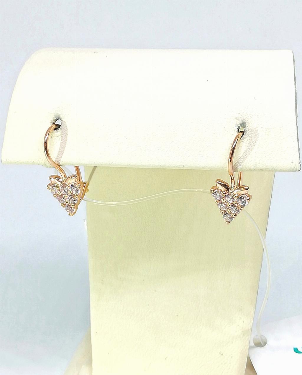 Золотые серьги, вставка фианит