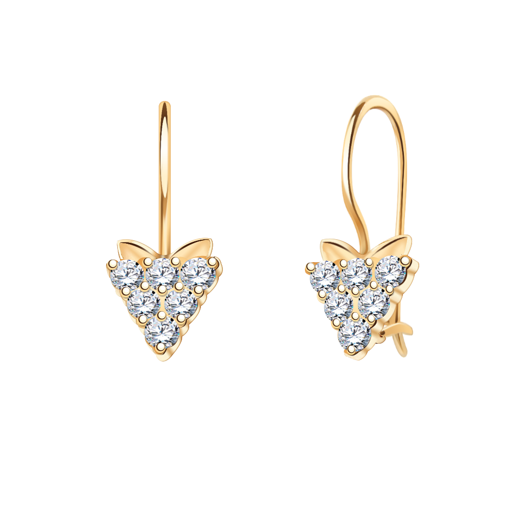 Золотые серьги, вставка фианит