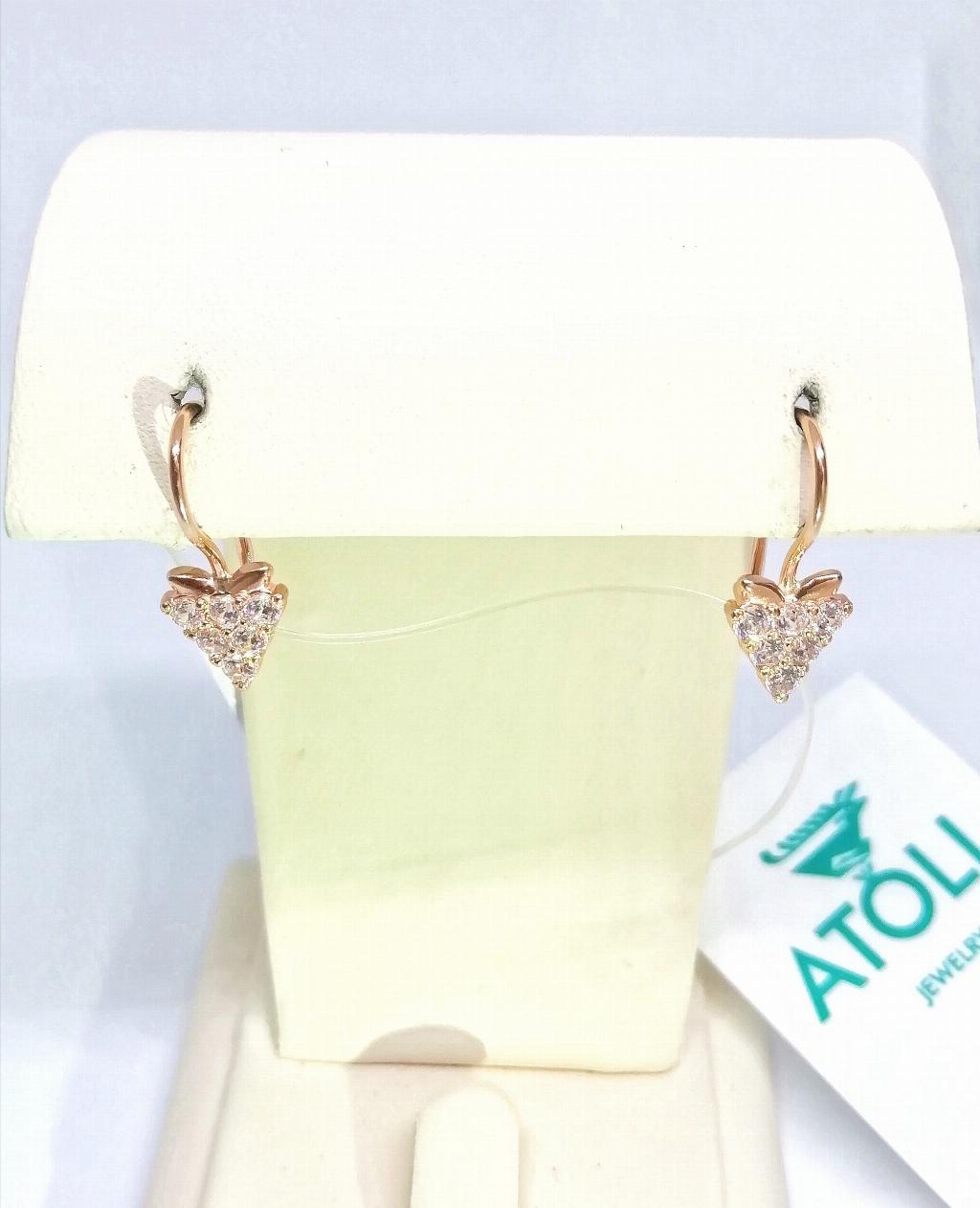 Золотые серьги, вставка фианит