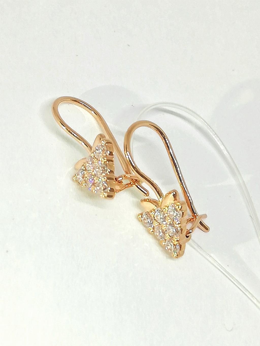 Золотые серьги, вставка фианит