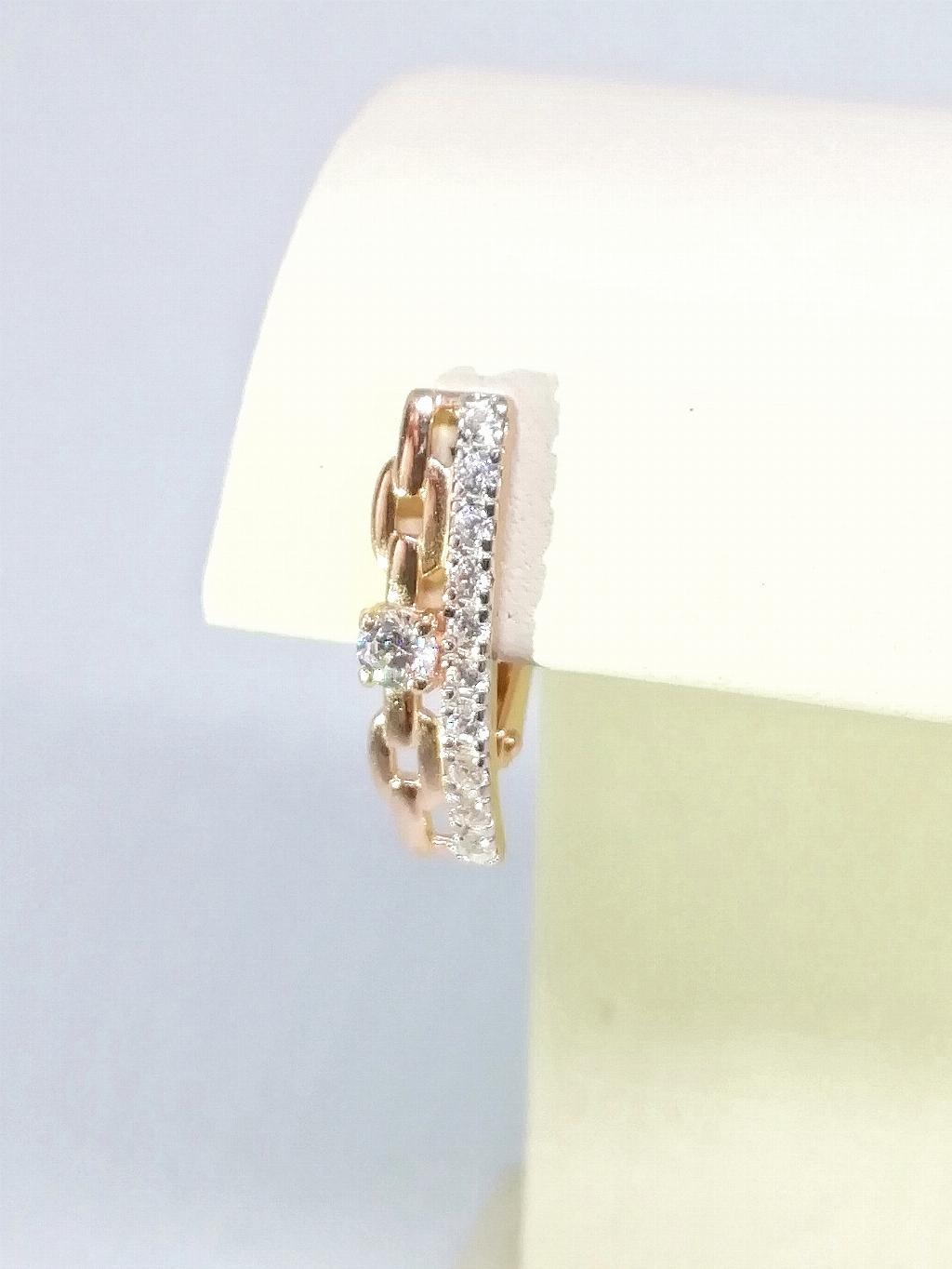 Золотые серьги, вставка фианит