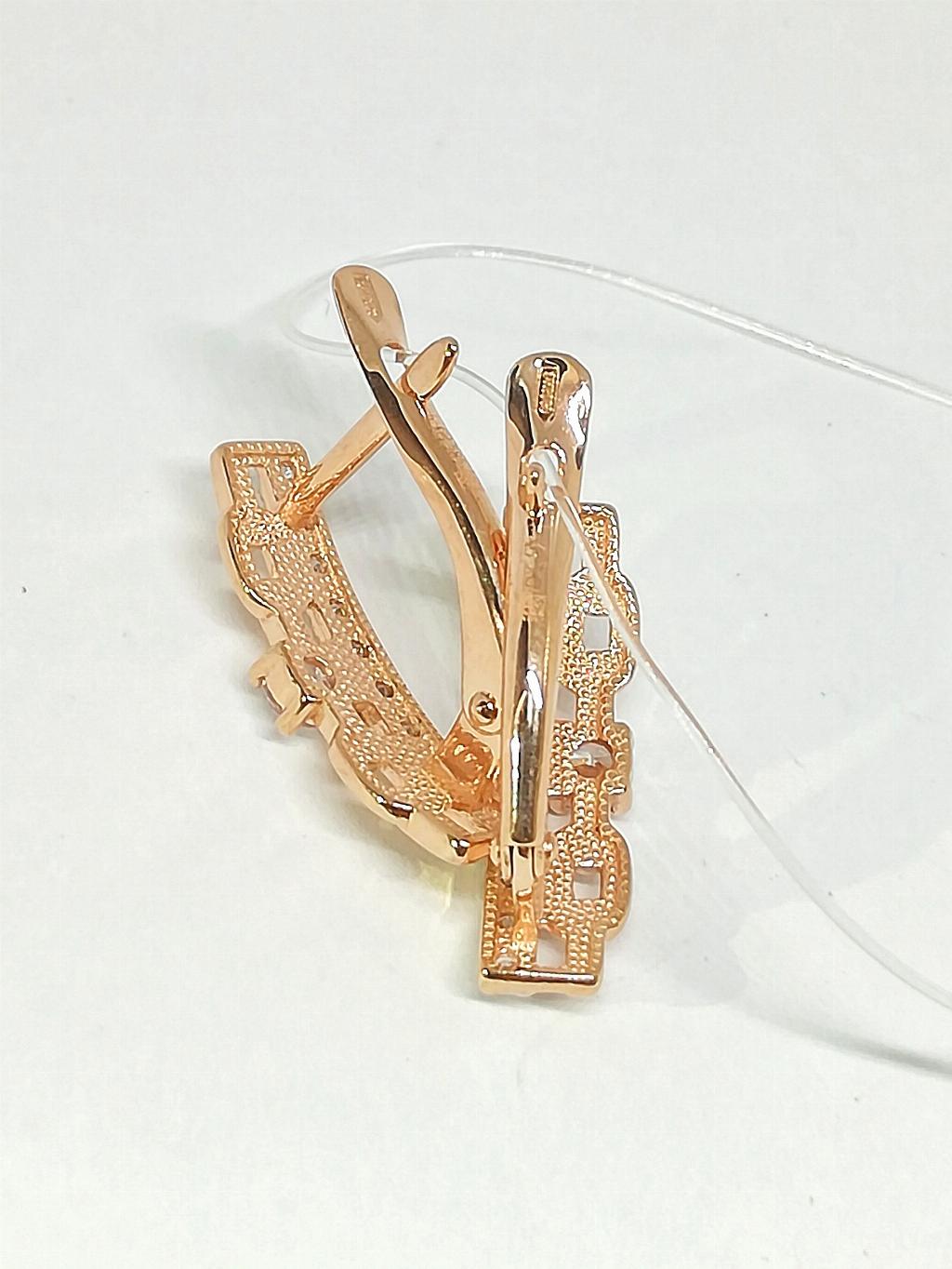 Золотые серьги, вставка фианит