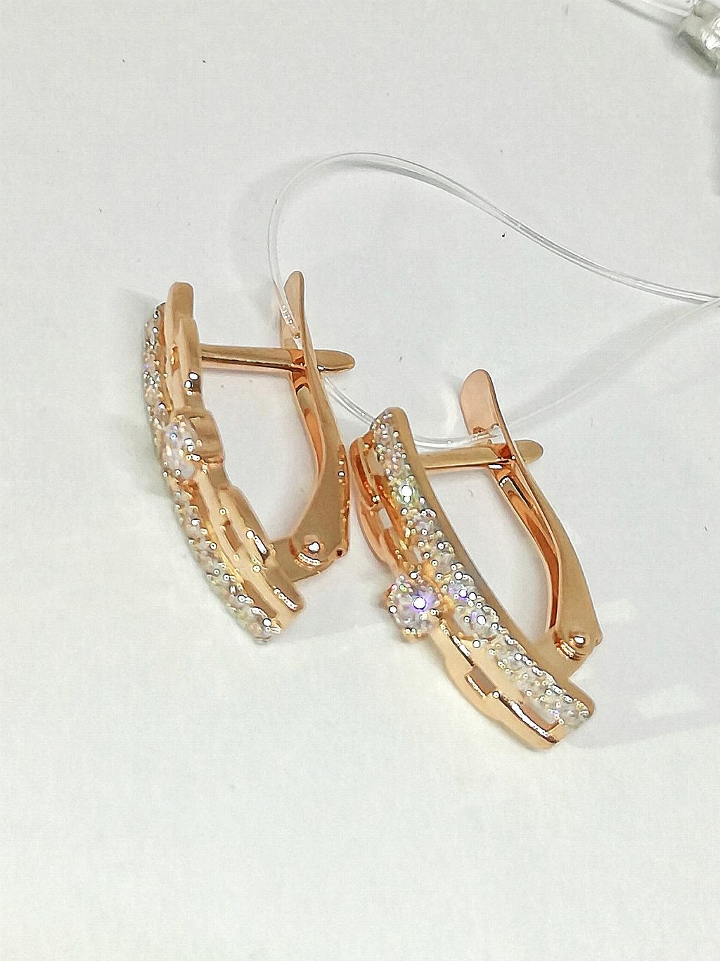 Золотые серьги, вставка фианит