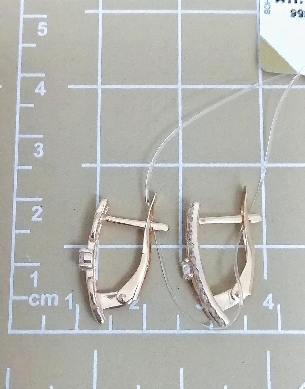 Золотые серьги, вставка фианит