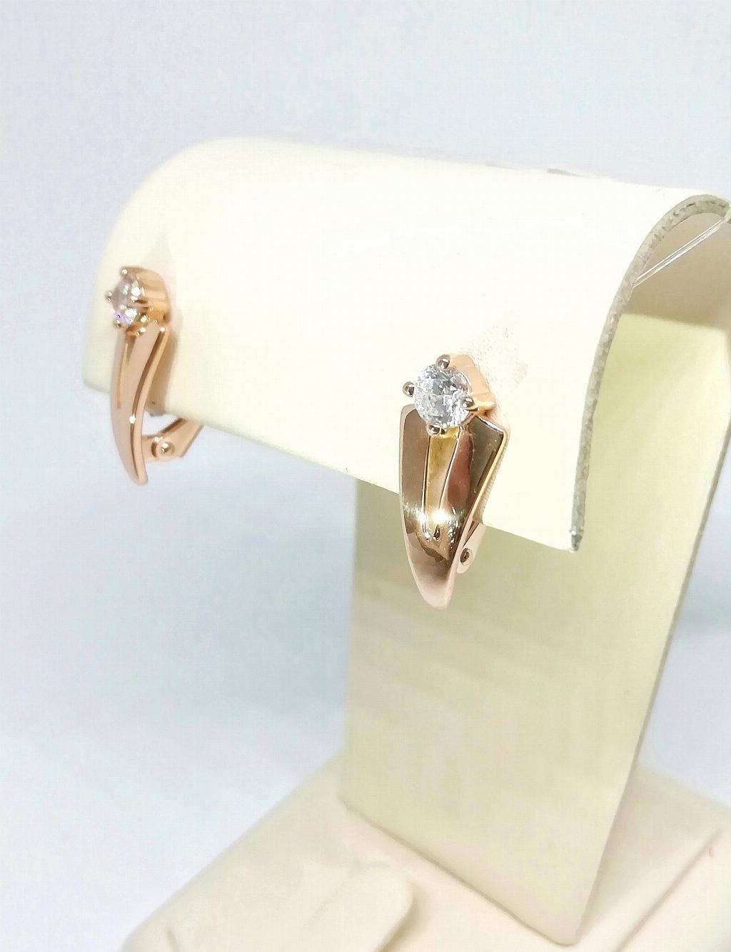 Золотые серьги, вставка фианит