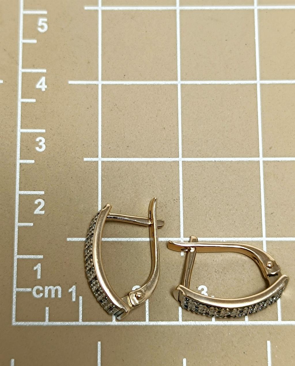 Золотые серьги женские, вставка фианит