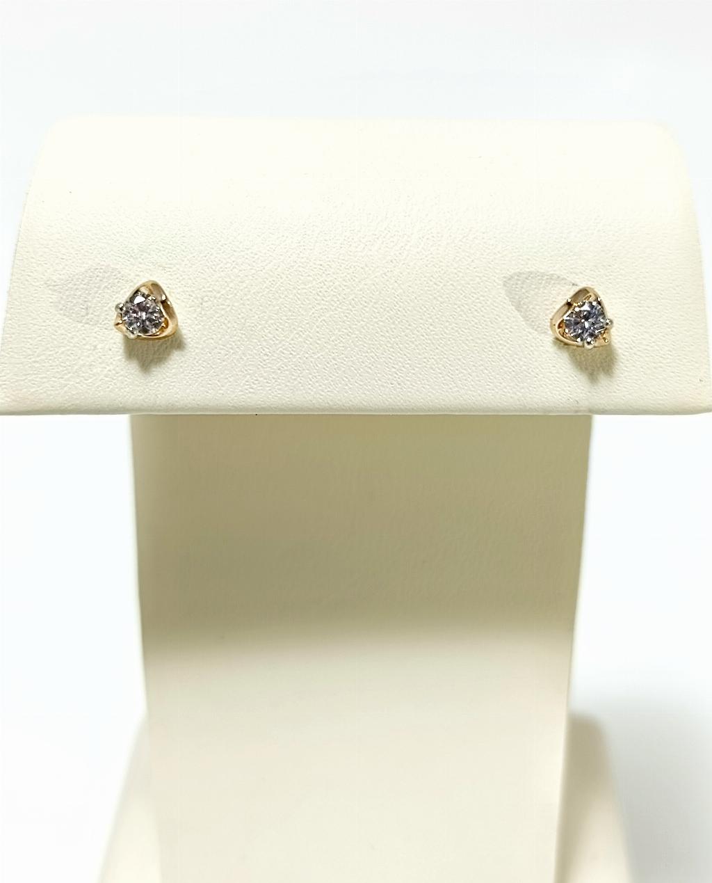 Золотые серьги пусеты, вставка фианит