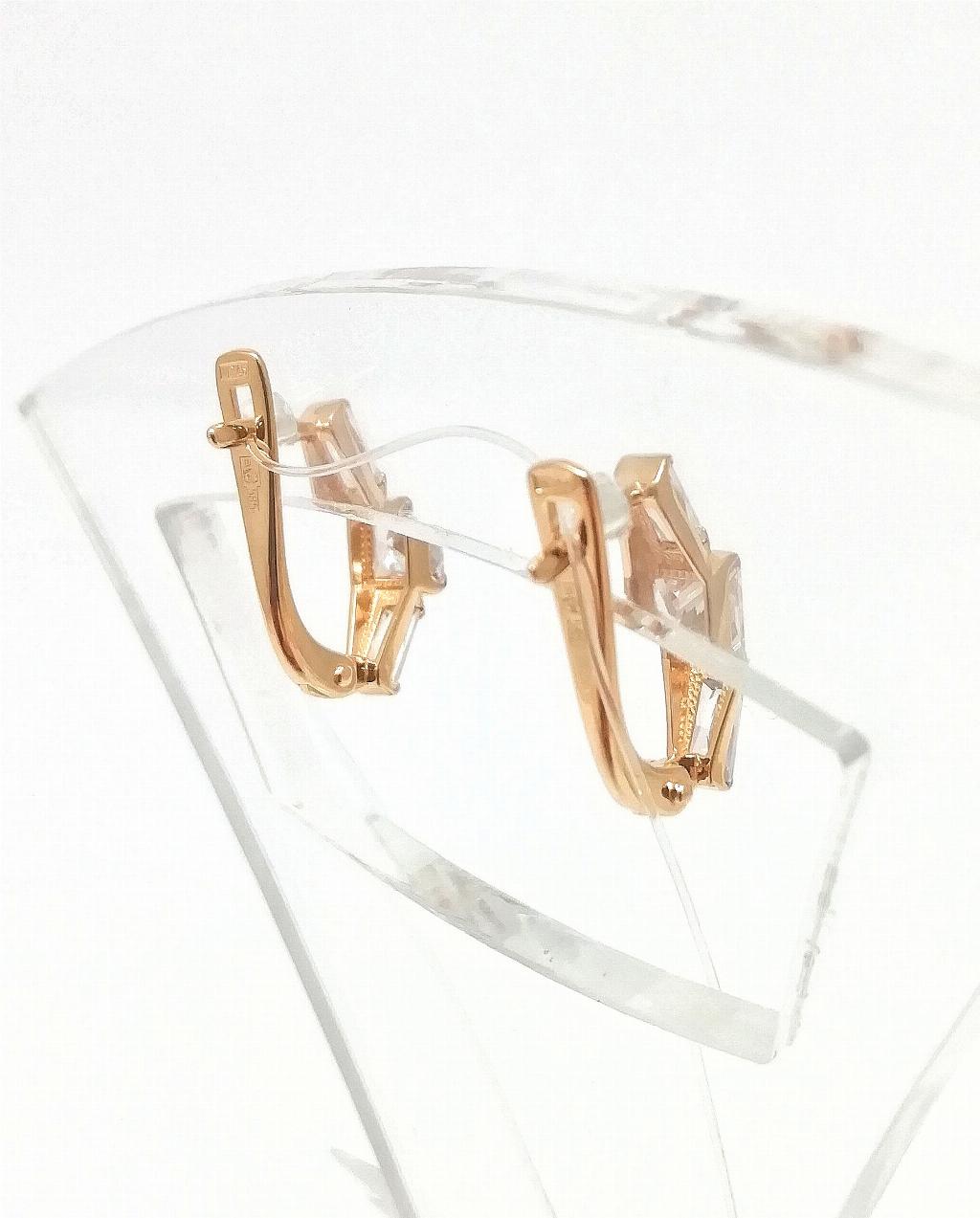 Золотые серьги, вставка фианит