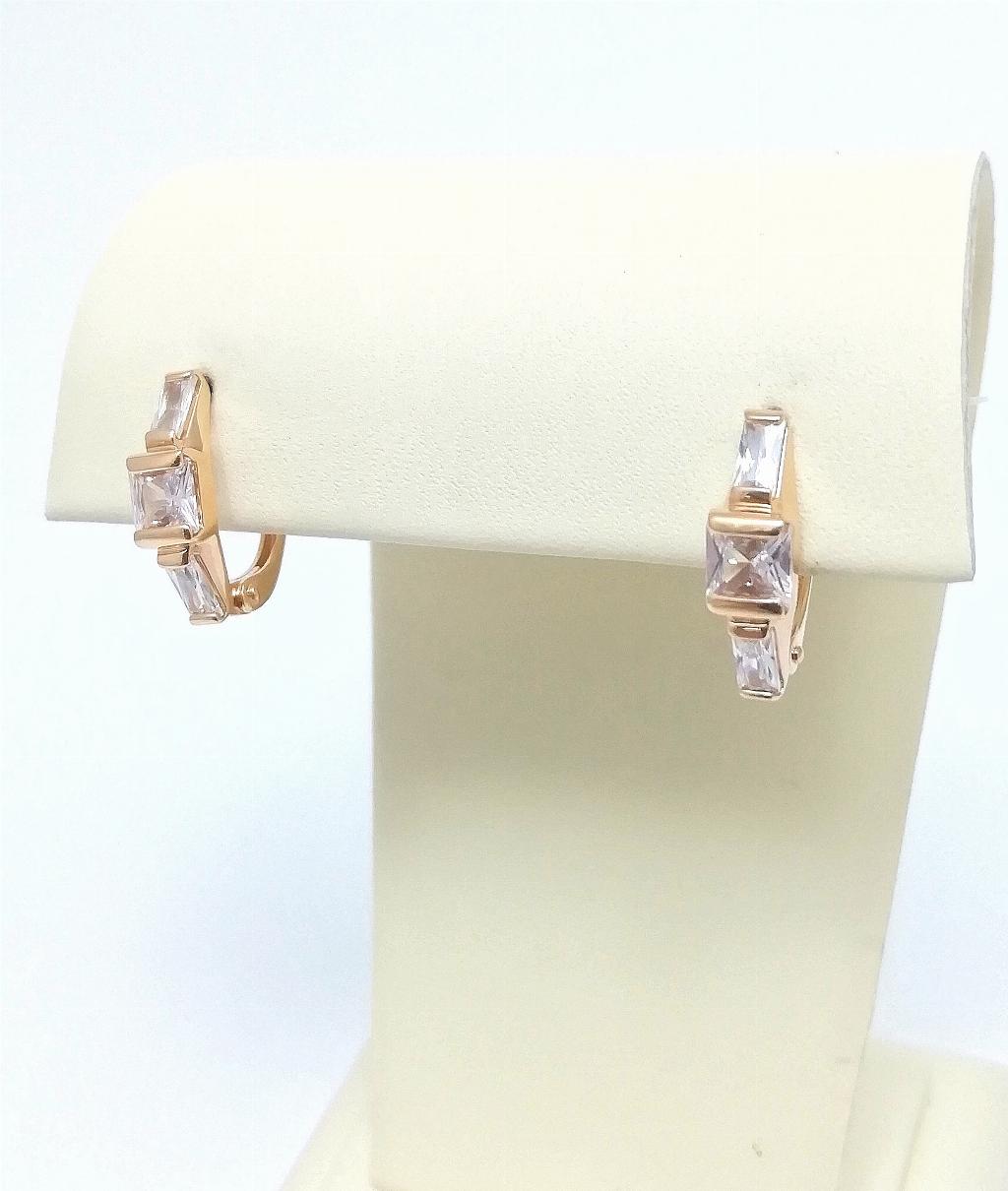 Золотые серьги, вставка фианит