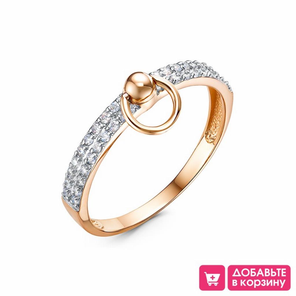 Золотое кольцо женское, вставка фианит