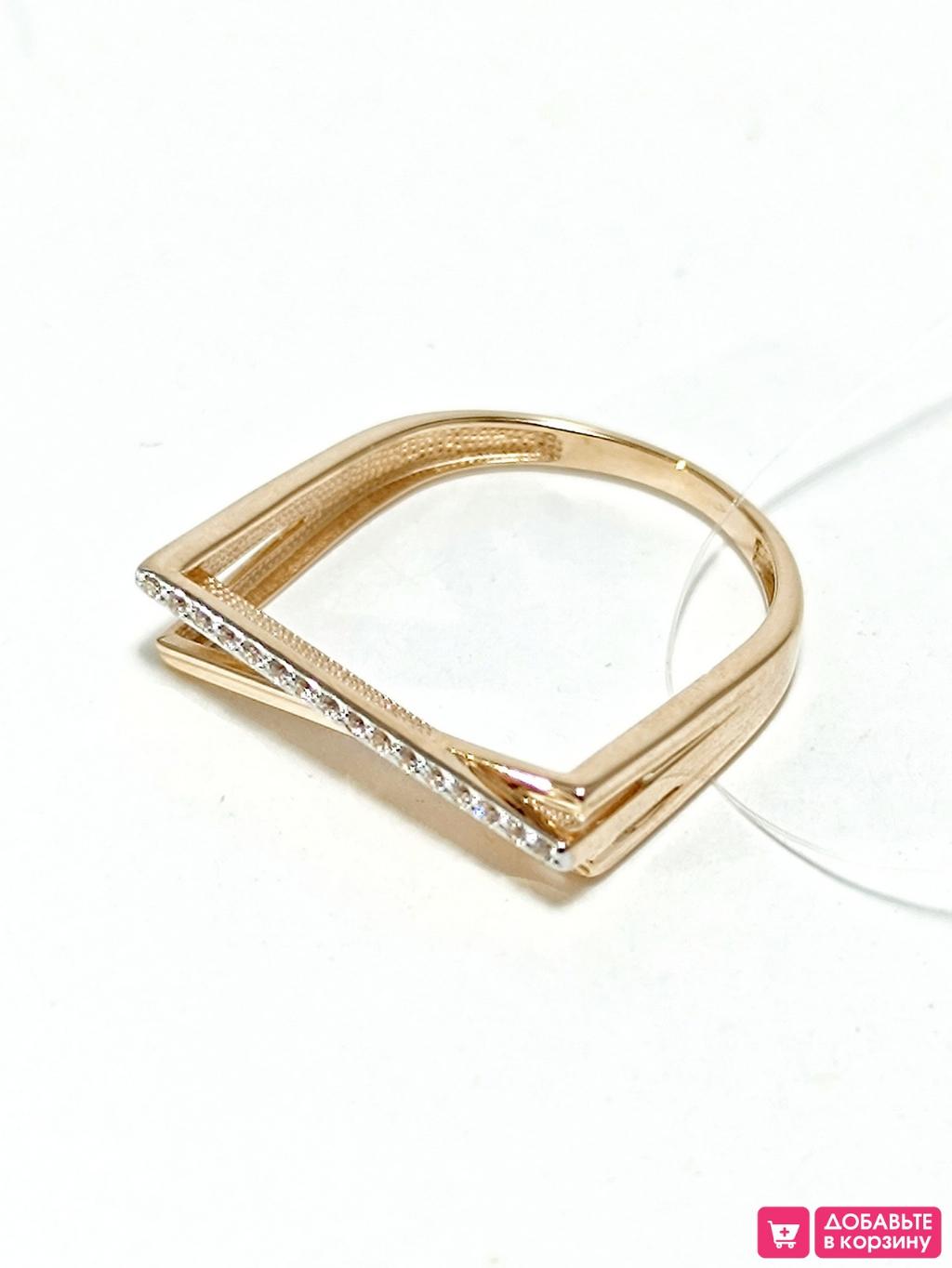 Золотое кольцо женское, вставка фианит