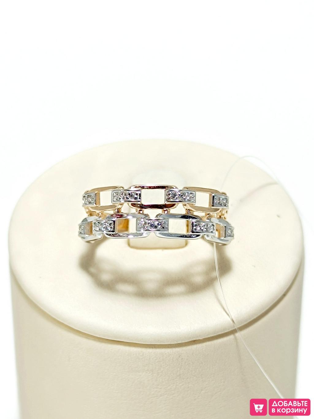 Золотое кольцо женское, вставка фианит