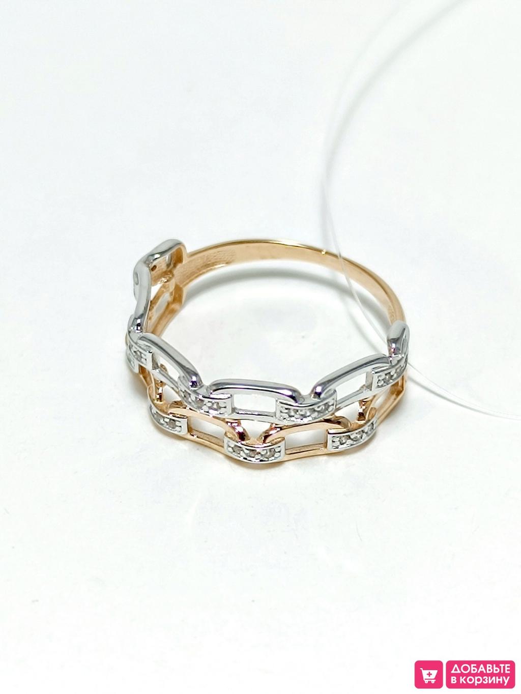 Золотое кольцо женское, вставка фианит