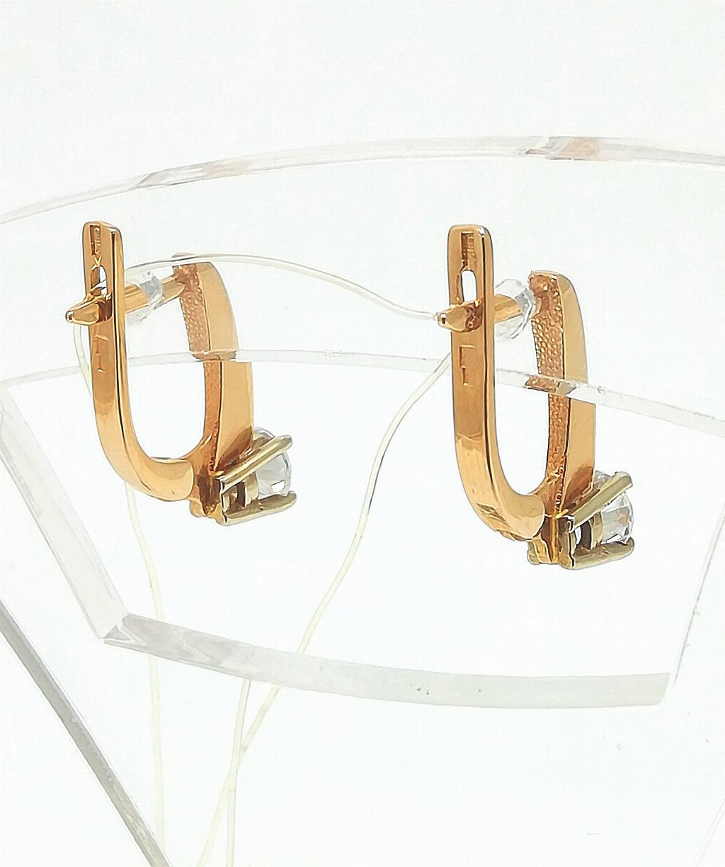 Золотые серьги женские, вставка фианит