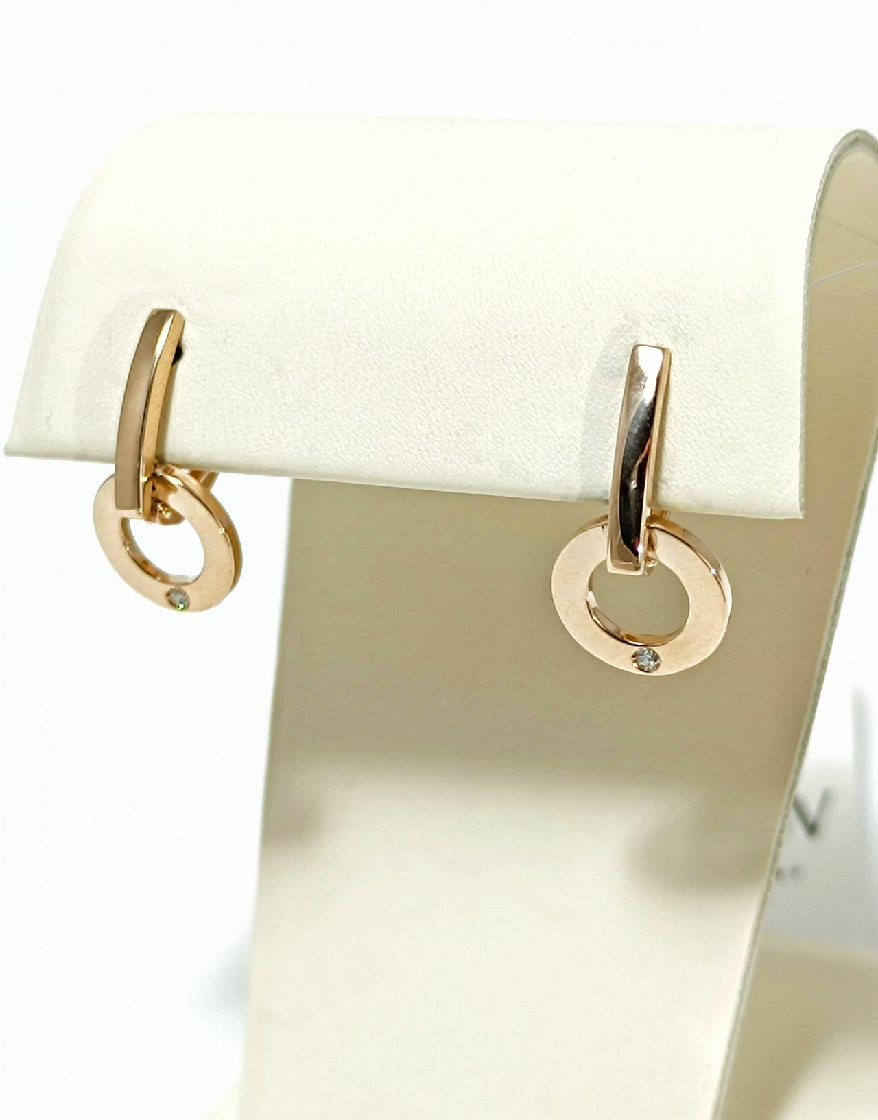 Золотые серьги женские, вставка фианит