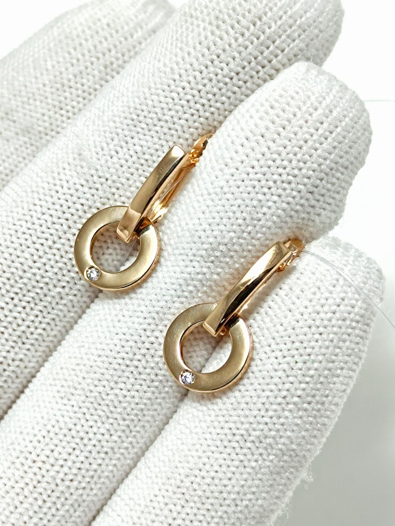 Золотые серьги женские, вставка фианит