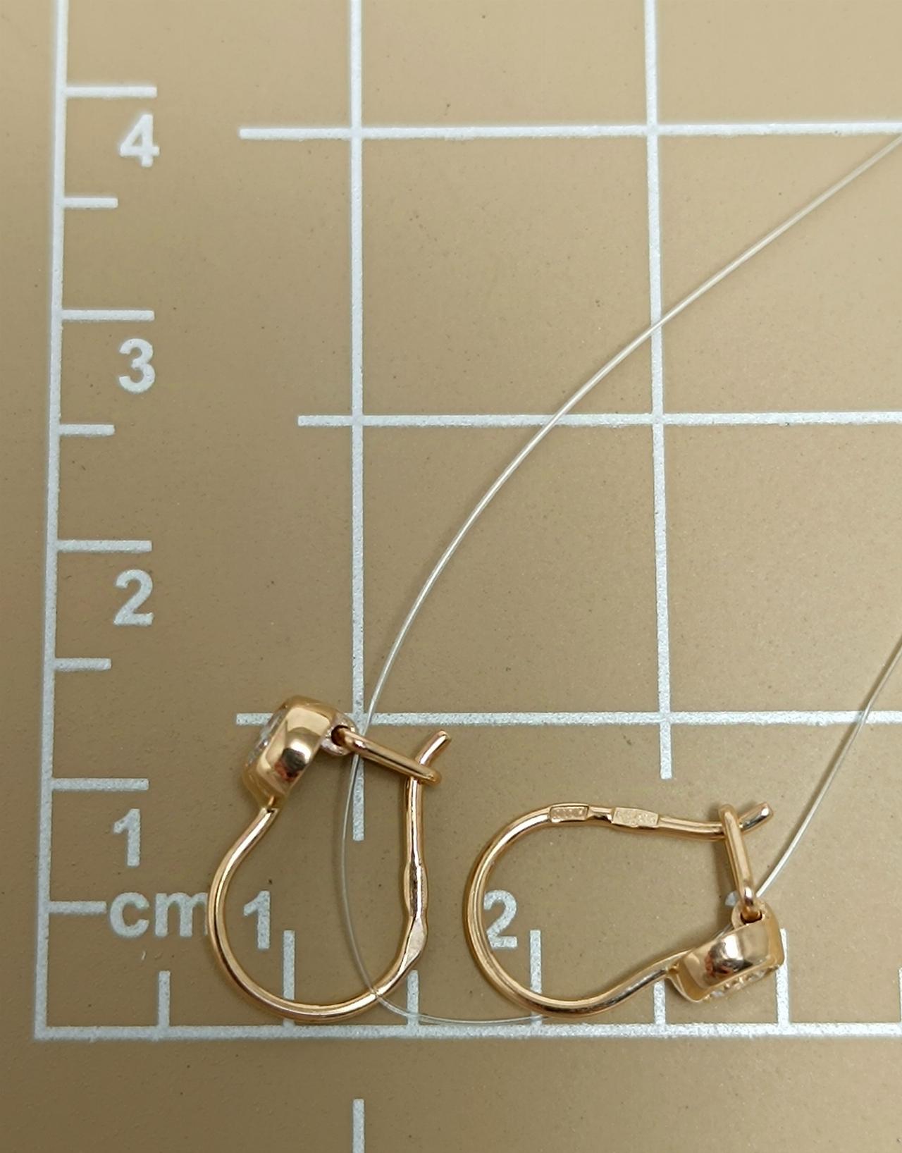 Золотые серьги детские, вставка фианит