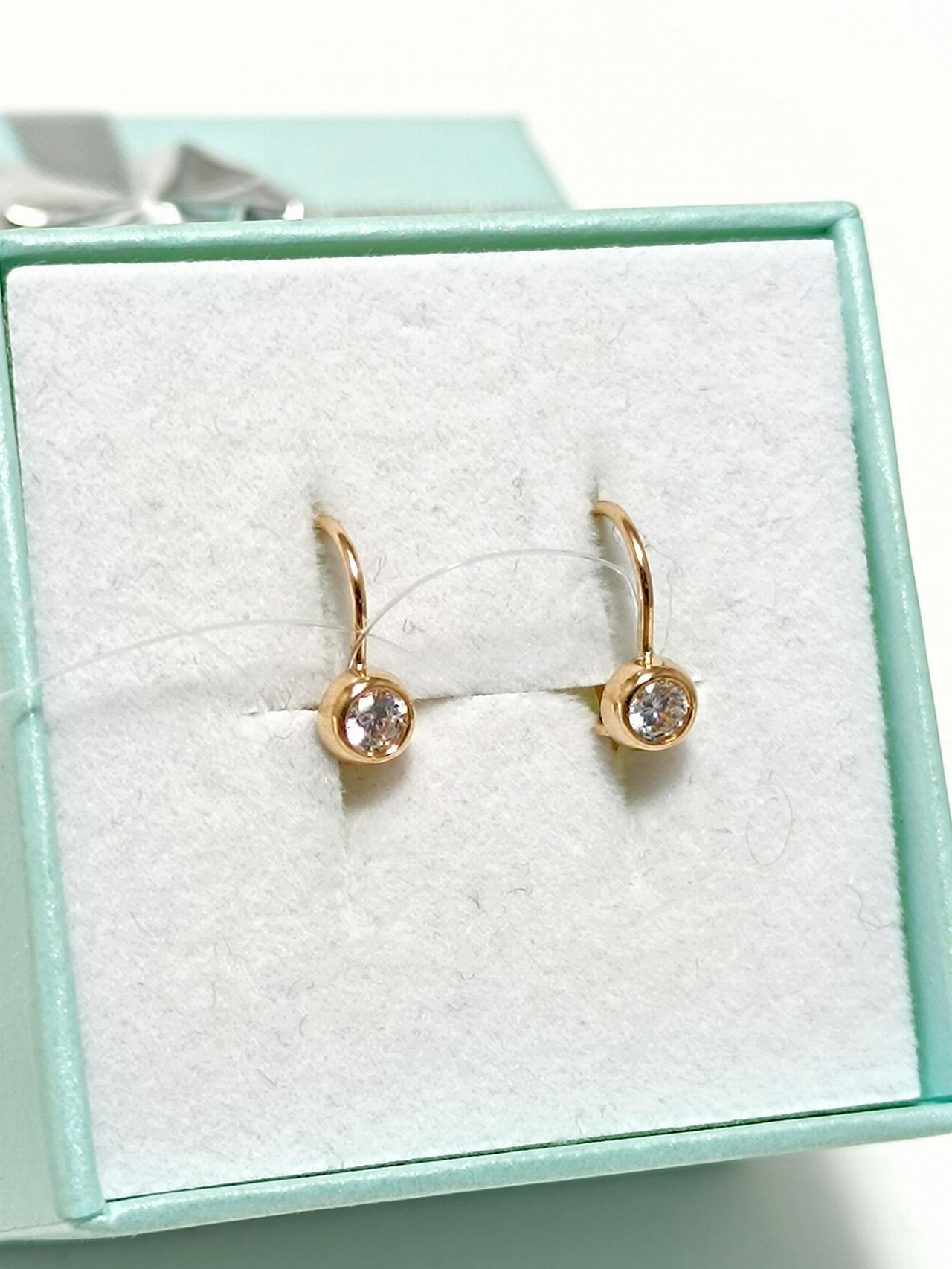 Золотые серьги детские, вставка фианит