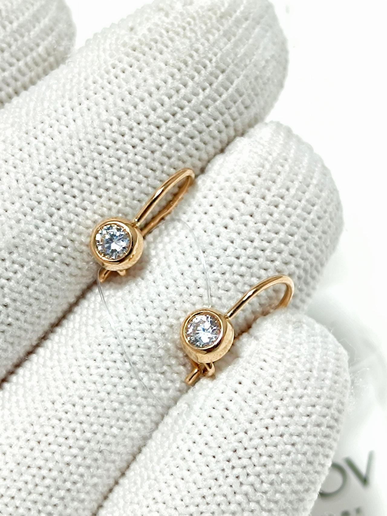 Золотые серьги детские, вставка фианит