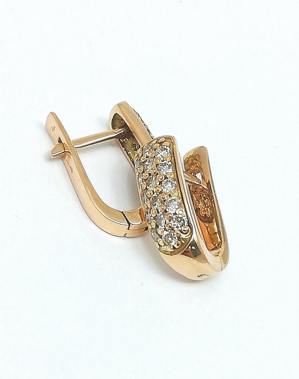 Золотые серьги, вставка бриллиант