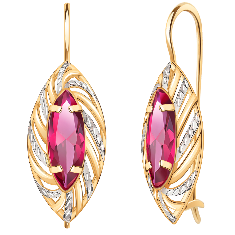 Золотые серьги, вставка фианит