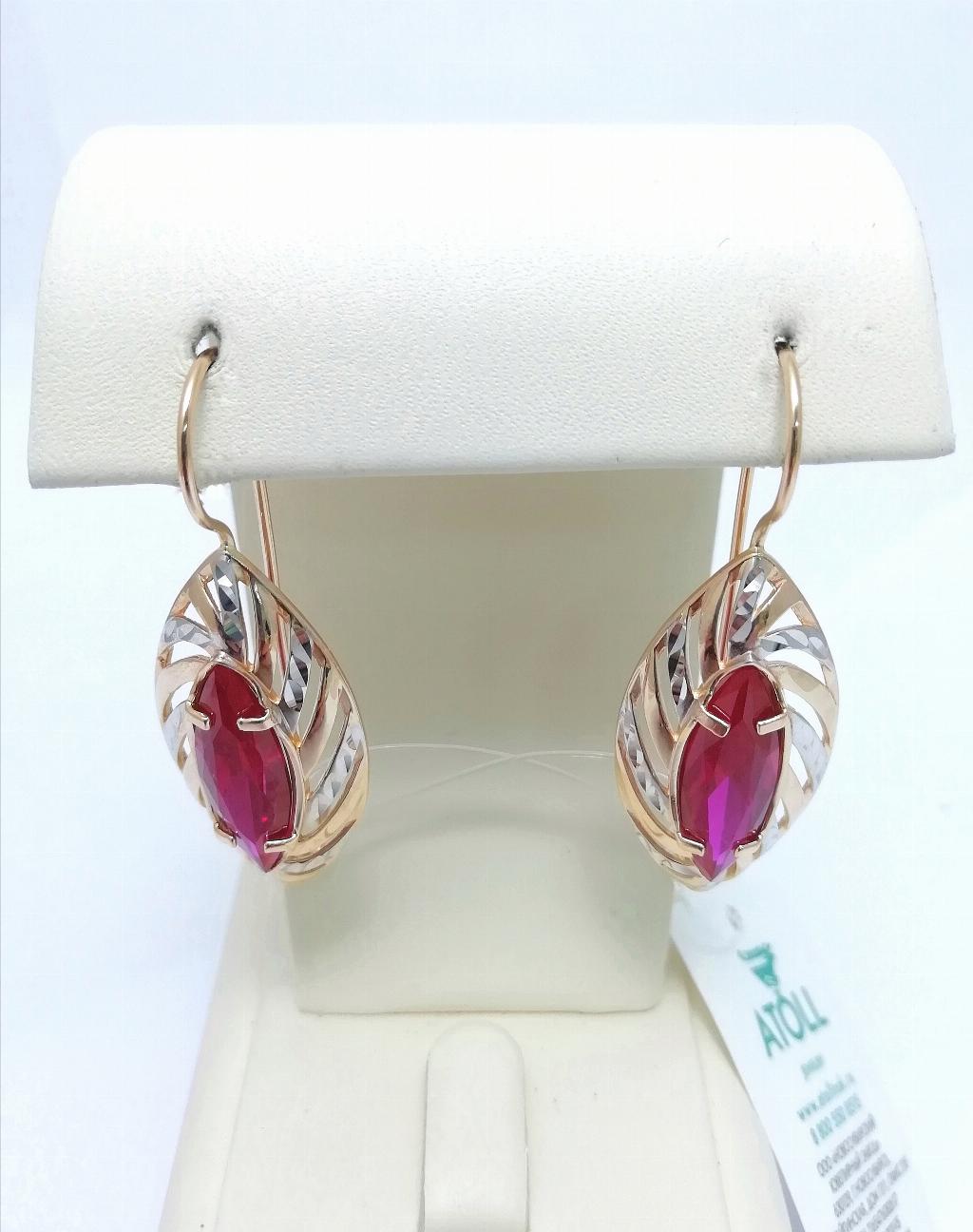 Золотые серьги, вставка фианит