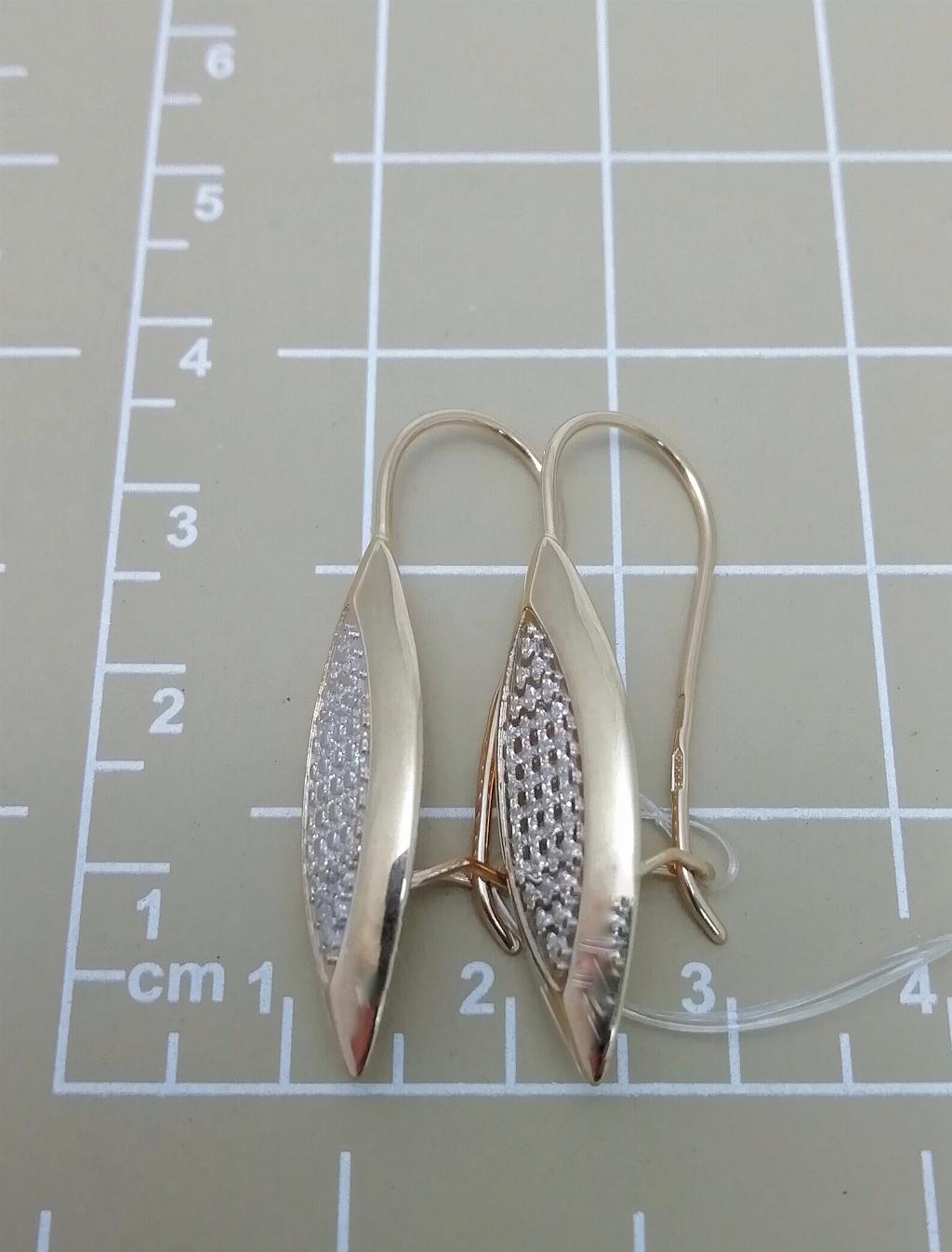 Золотые серьги, вставка фианит