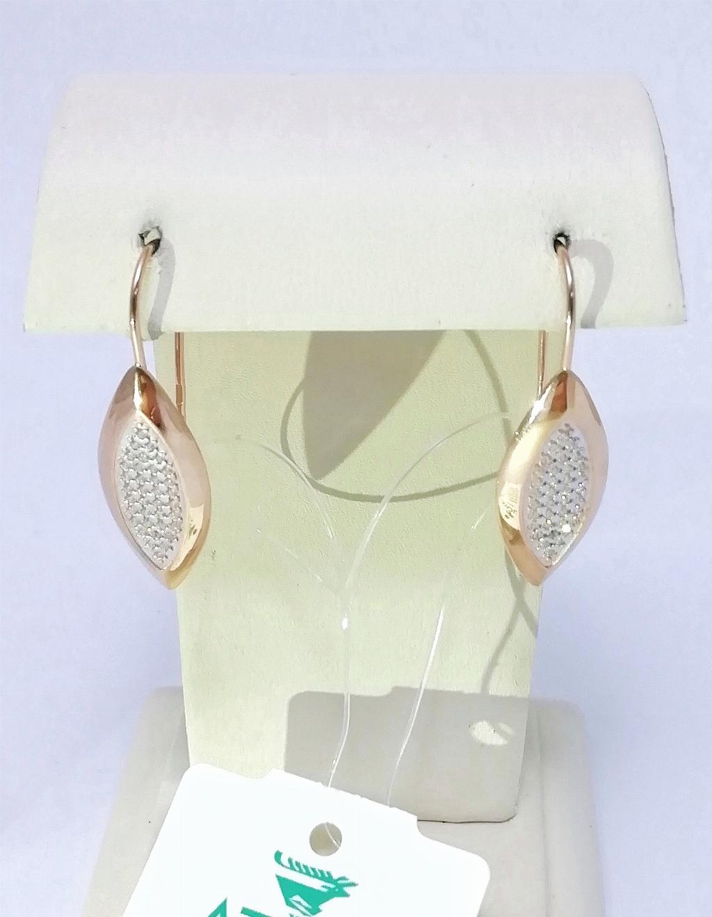 Золотые серьги, вставка фианит