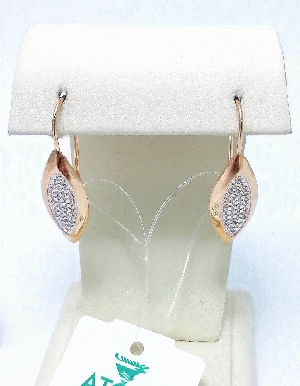 Золотые серьги, вставка фианит