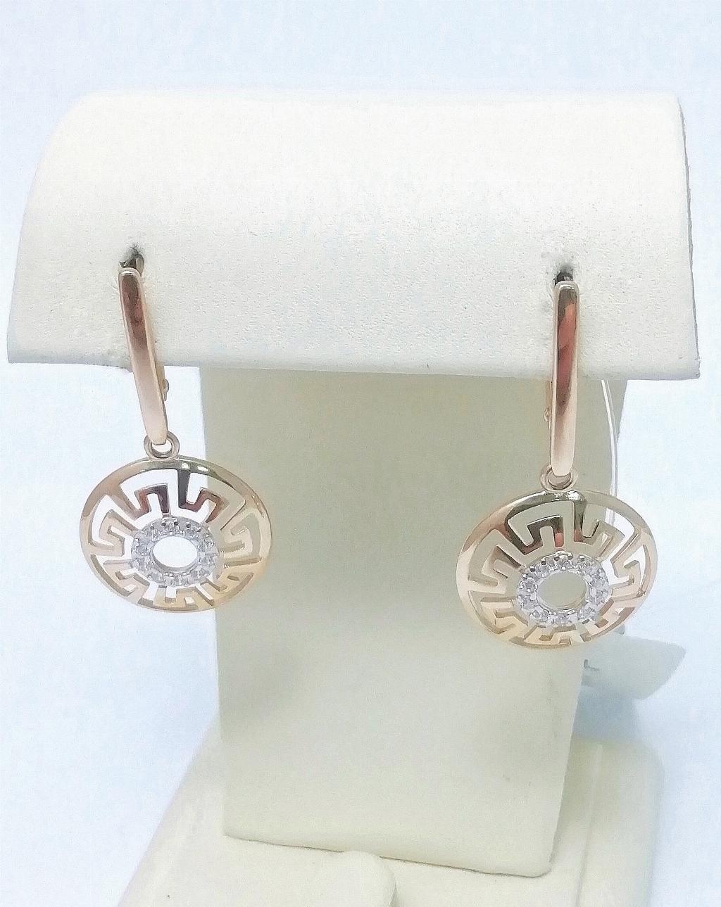 Золотые серьги, вставка фианит