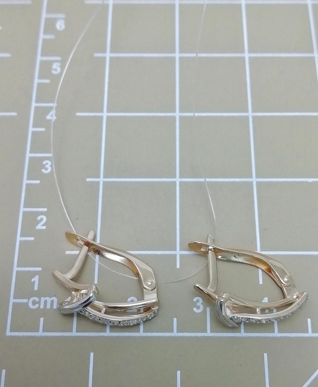 Золотые серьги, вставка фианит