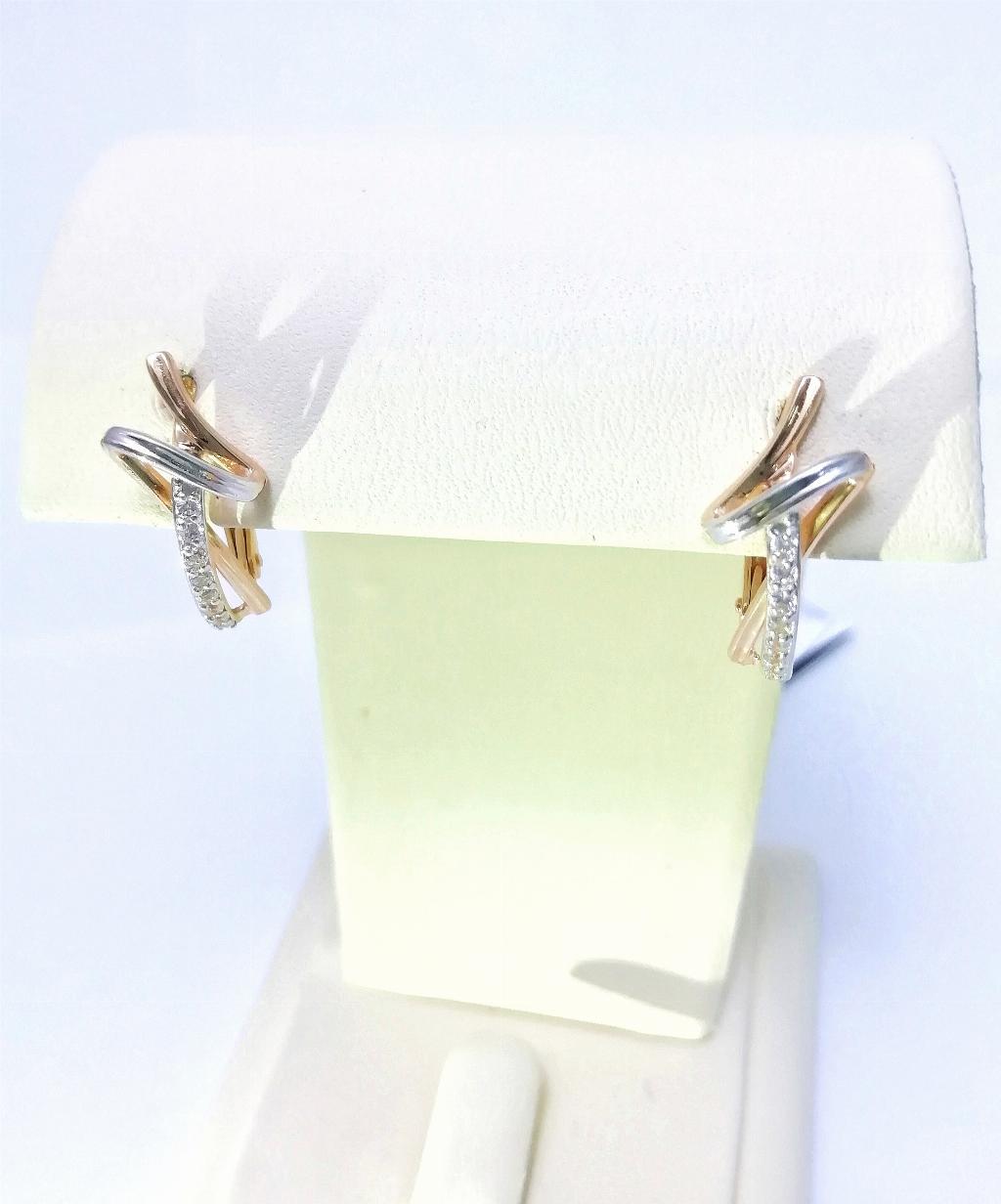 Золотые серьги, вставка фианит